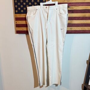 Nike White Golf Pants With Gray Side Stripe 36x30